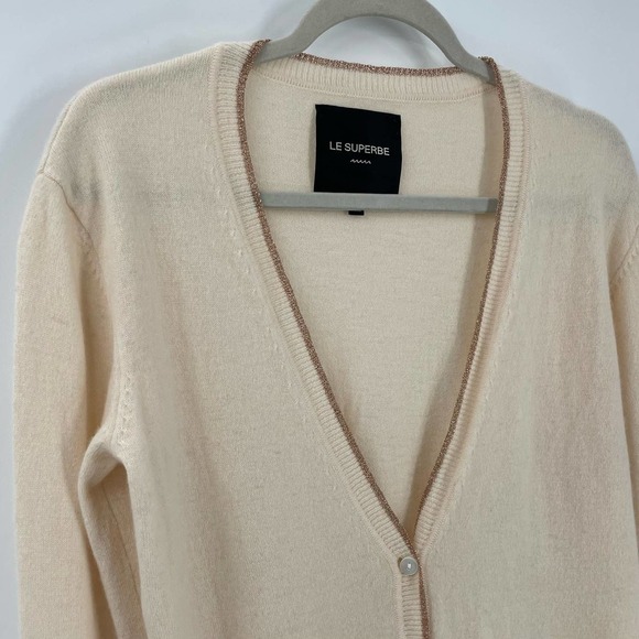 Le Superbe S The BFS Glitter Cashmere Cardigan Distressed - Picture 4 of 11